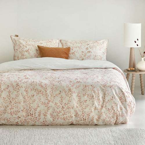 Walra - Dekbedovertrek Blushed Leaves - 240x220 cm - Off White / Roze