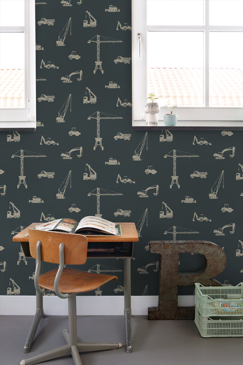 ESTAhome behang voertuigen vergrijsd donker blauw - 53 cm x 10.05 m - 139973 - vtwonen shop