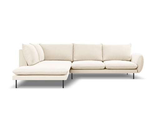 Cosmopolitan Design linker hoekbank Vienna 6-zits, flueel, lichtbeige - 185x275x95cm