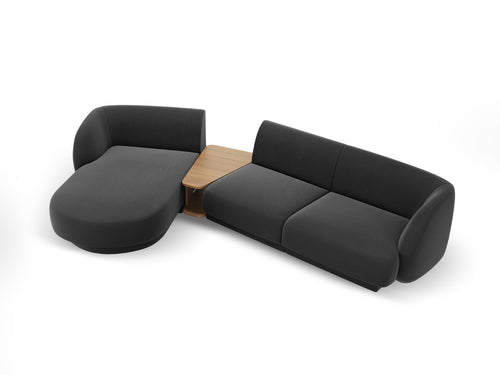 Micadoni linker modulaire bank Miley 3-zits, flueel, grijs - 178x303x70cm