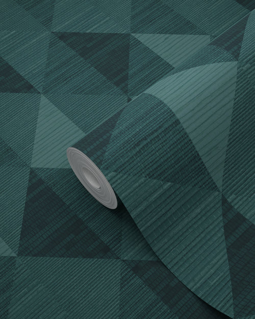 Origin Wallcoverings behang grasweefsel in grafisch 3D motief petrolblauw - 50 x 900 cm - 347888 - vtwonen shop