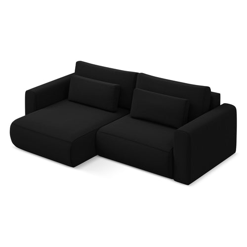 LaMiaSofa hoekbank links Perugia - velours - zwart - 240x149x82