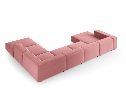 Cosmopolitan Design Panoramische hoekbank rechts Arendal 7-zits, flueel, zalm - 262x364x70cm