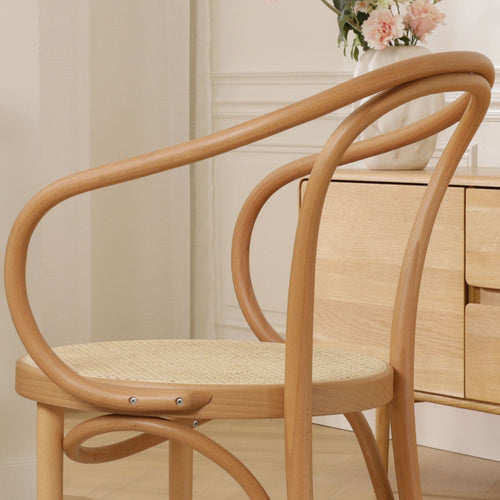 Fameg Venice No. 9 Eetkamerstoel Naturel - Armleuning - Rotan Zitting - vtwonen shop