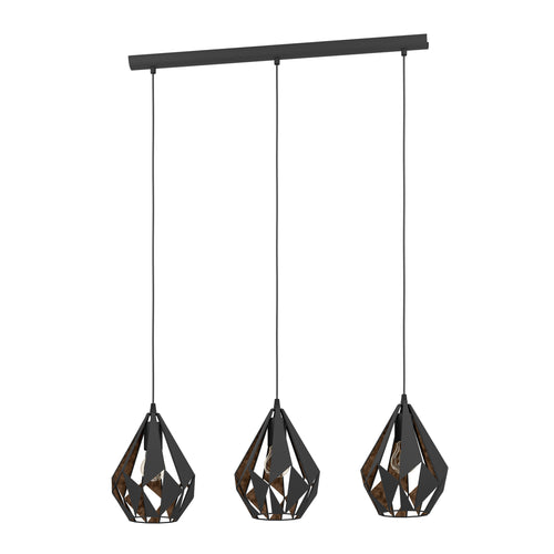 EGLO hanglamp Carlton 1 - e27 - 80,5 cm - zwart/koper - vtwonen shop