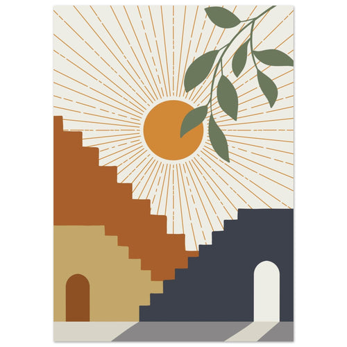 Artfulprints Poster Boho – Stairway sun   - 50x70 cm - Meerkleurig