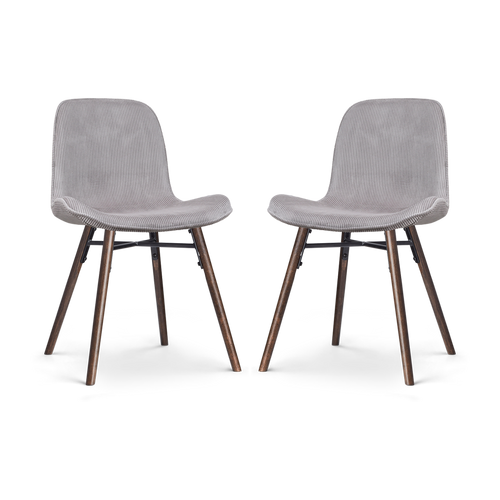Nolon Nena-Fé Eetkamerstoelen Set van 2 - Rib Warm Grijs - Walnoot - vtwonen shop
