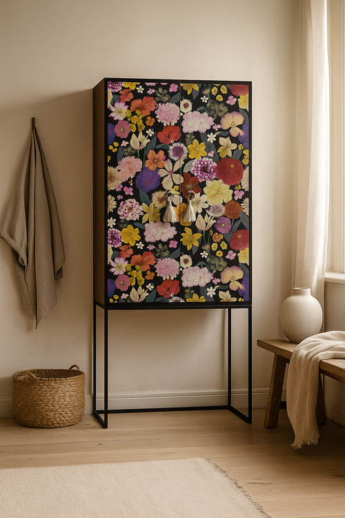 Kast dressoir met 2 deuren van MDF met WILD BEAUTY patroon