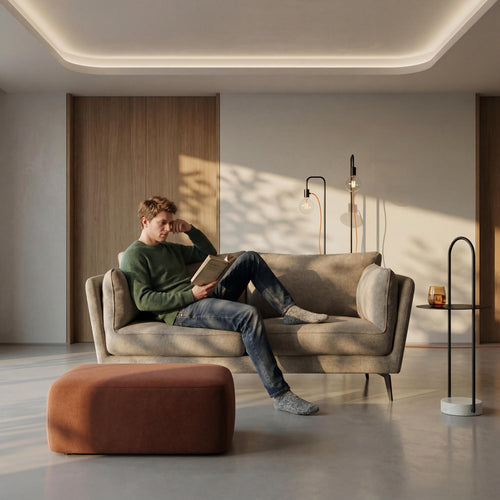 Furnhouse 2-zitsbank Bari - Taupe - Stof - 92x182x84