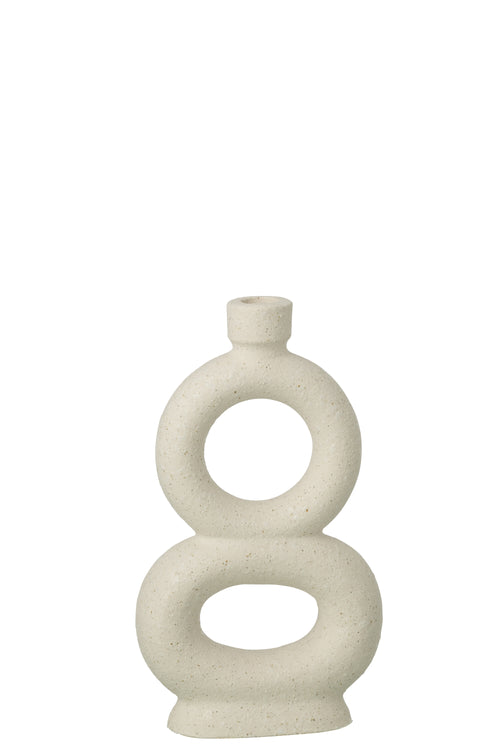 J-Line vaas Soliflore 2 Rings - steengoed - wit - large