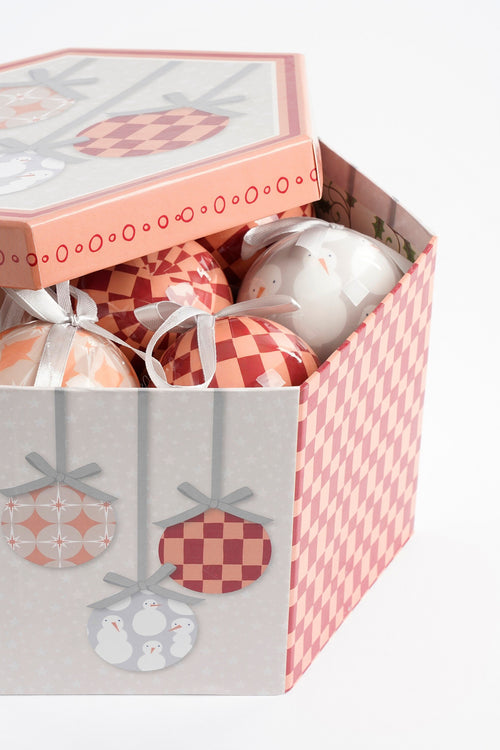 House of Seasons Kerstballen Cadeauset - 14 Stuks - Ø8 cm - Onbreekbaar - Perzik, Grijs - vtwonen shop