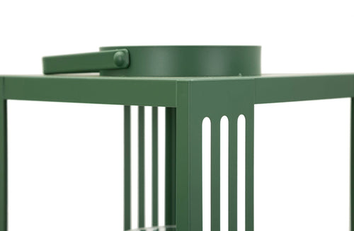 Set van 2 groene metalen lantaarns 18x18x43,5 - 15x15x36,5 cm