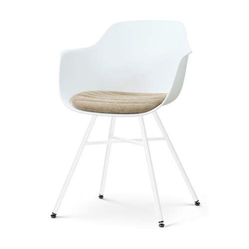 Nolon Noa-Liz eetkamerstoel wit met nougatbruin zitkussen - wit onderstel