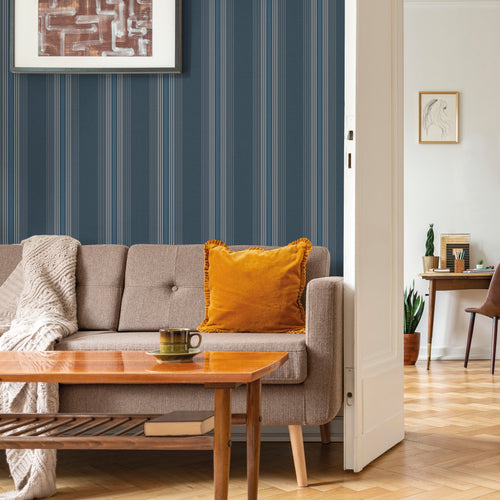 Sanders & Sanders behang strepen vergrijsd blauw - 53 cm x 10 m - 640544 - vtwonen shop