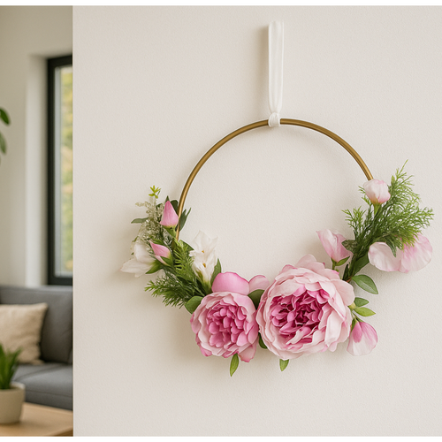 Flourify kunstbloem - Pioenrozen decoratiekrans - 25 cm - vtwonen shop