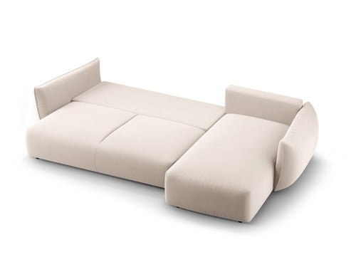 Cosmopolitan Design Converteerbare hoekbank rechts met opbergdoos Matera 4-zits, flueel beige - 173x253x86cm