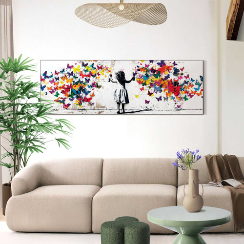 Reinders schilderij Wolk van vlinders - 52x156cm