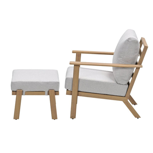 Garden Impressions Loungestoel Ariane light teak look incl voetenbank