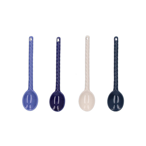 Return to Sender Lepels 15 cm keramiek - blauw - Set van 4