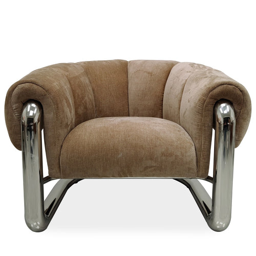 DÉJA Living Fauteuil Leka - Beige/Chrome Stof - 98x96x79cm - vtwonen shop