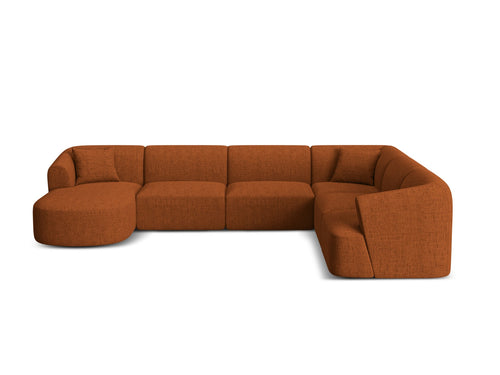Cosmopolitan Design Modulaire panoramische hoekbank rechts Campi 7-zits, structurele stof baksteen - 255x330x70cm