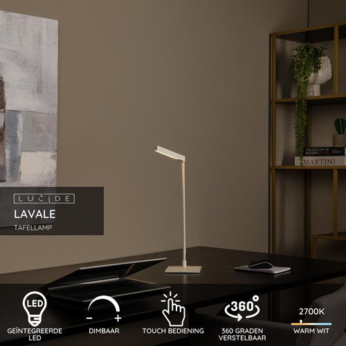 Lucide bureaulamp LAVALE - Geïntegreerde LED - Wit - vtwonen shop