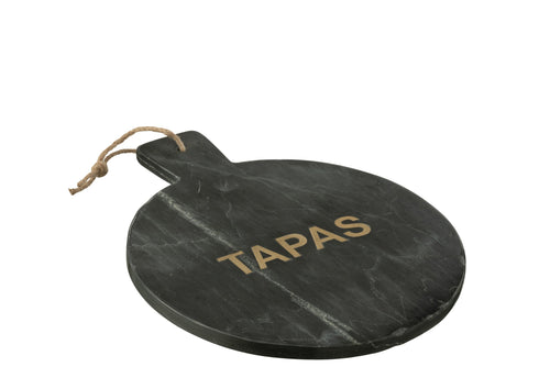 J-Line snijplank Tapas Rond Marmer - steen - zwart/goud