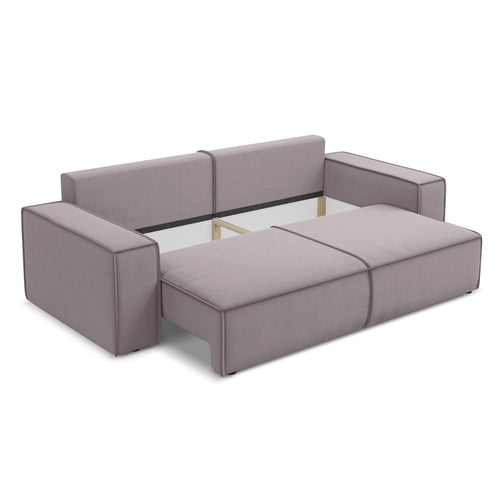 LaMiaSofa 3-zits slaapbank Livorno - velours - lavendel - 255x105x85