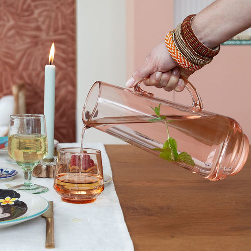 Return to Sender Glas 200 ml roze - set van 2- stapelbaar - handgeblazen