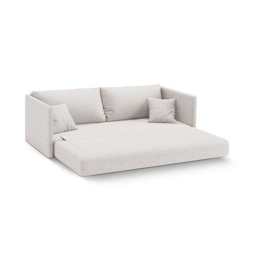 Cosmopolitan Design - Converteerbare bank Shannon 3-zits, structurele stof lichtbeige - 94x209x87cm