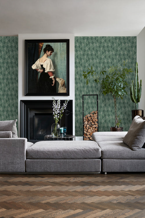 Origin Wallcoverings behang grasweefsel in grafisch 3D motief groen - 50 x 900 cm - 347885 - vtwonen shop