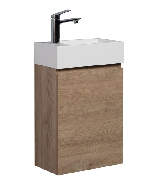 Badplaats Toiletmeubel Angela 40 x 22 cm – Kastanje Eiken – Fonteinmeubel met Wastafel
