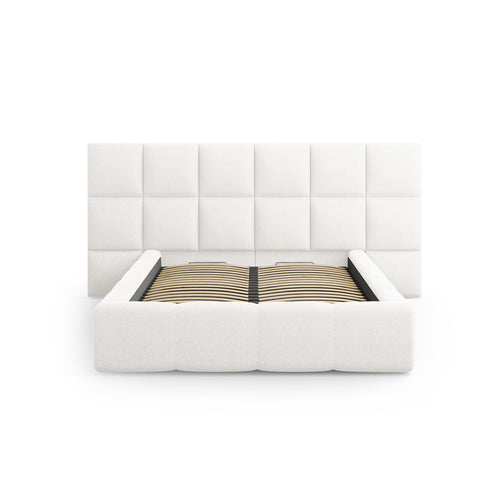Cosmopolitan Design - Opbergbed met hoofdeinde Livigno 200x160cm structurele stof wit - 230x250x125cm