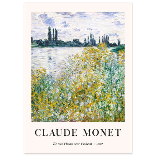 Artfulprints Poster Claude Monet - Île aux fleurs near Vétheuil   - 50x70 cm - Groen