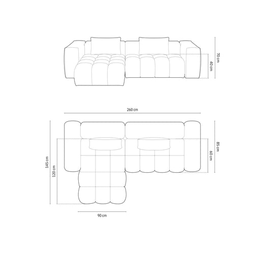 Cosmopolitan Design - Modulaire hoekbank links Verona 3-zits, flueel lichtgroen - 145x260x70cm