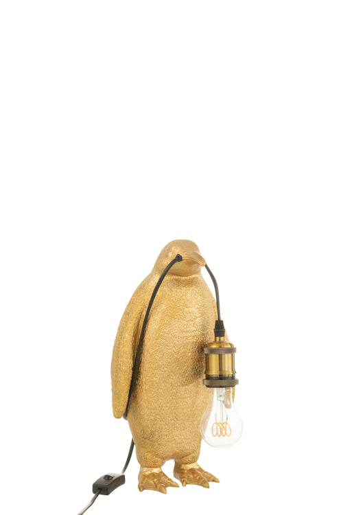 J-Line tafellamp Pinguïn - polyresin - goud - small - vtwonen shop