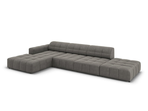 Cosmopolitan Design linker hoekbank Chicago 5-zits, flueel lichtgrijs - 167x348x78cm