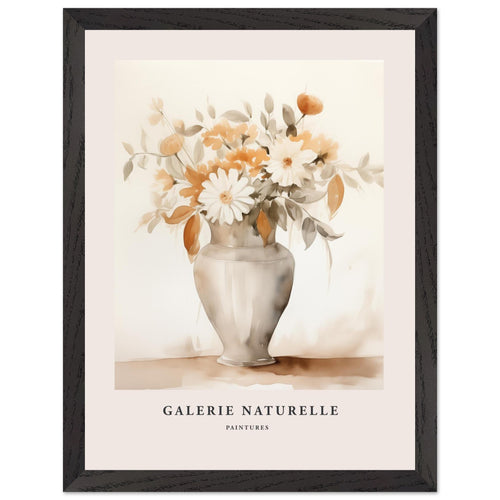 Artfulprints Poster met Lijst Bloemen in vaas 2   - 30x40 cm - Taupe