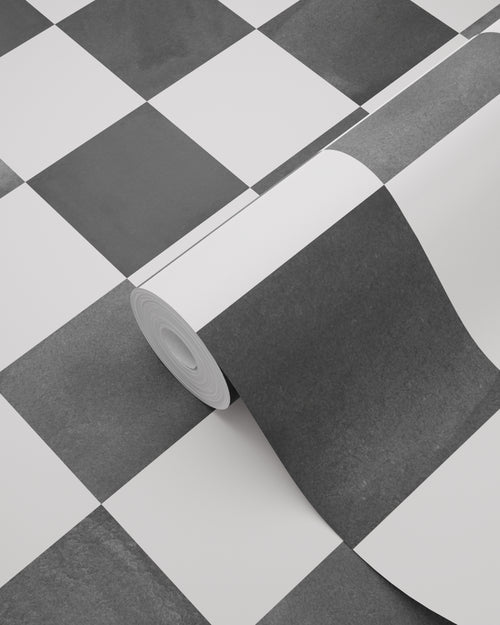 ESTAhome behang geblokt motief zwart wit - 53 cm x 10.05 m - 131285 - vtwonen shop