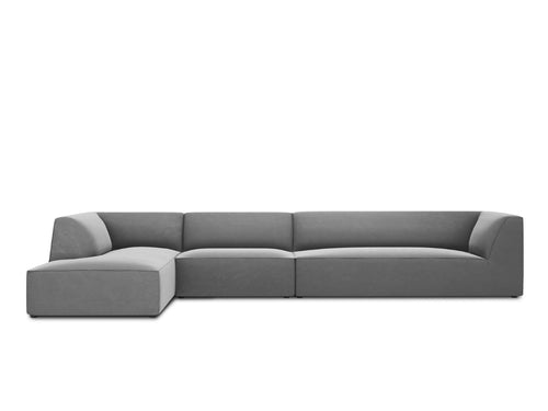 Micadoni linker hoekbank Ruby 5-zits, flueel, grijs - 180x366x69cm