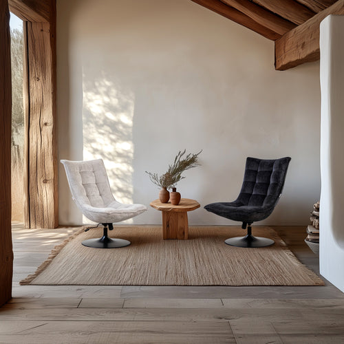 FurniLux Fauteuil Sam Black van  - Stof - Met en ronde voet - Verstelbaar en draaibaar - 100% polyester - 76 x 81 x 109cm - vtwonen shop