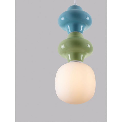 Nova Luce CLIO Slanke hanglamp voor aan het plafond, groen, blauw, mat wit, E14 fitting, 1x5W