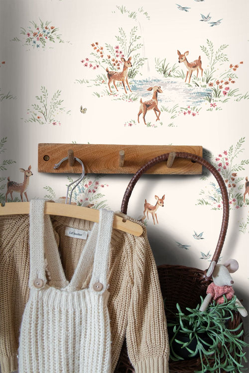 ESTAhome behang hertjes licht crème beige - 50 x 900 cm - 131428