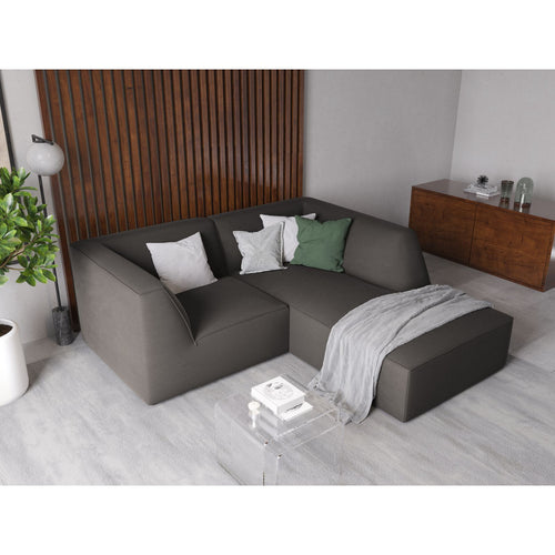 Cosmopolitan Design - Modulaire hoekbank rechts Siena 3-zits, flueel donkergrijs - 180x186x69cm