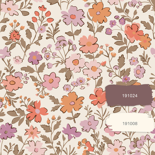 ESTAhome behang bloemetjes paars en oranje - 53 cm x 10.05 m - 131327 - vtwonen shop