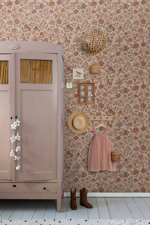 ESTAhome behang bloemetjes terracotta roze - 53 cm x 10.05 m - 131321 - vtwonen shop