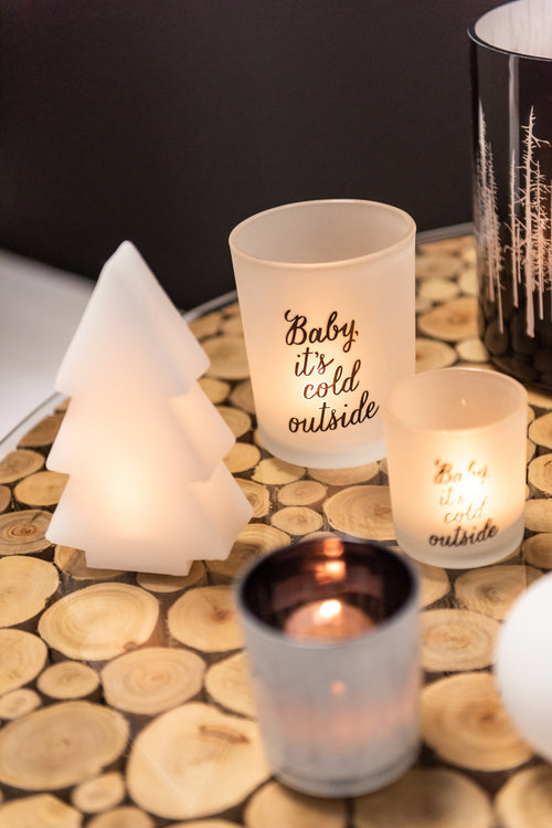 J-Line windlicht Baby - glas - wit/zwart - small - 2 stuks - vtwonen shop