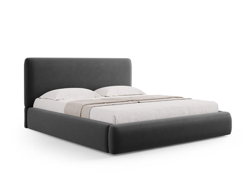 Cosmopolitan Design Opbergbed met hoofdeinde Colonel 140x200cm, flueel, donkergrijs - 220x160x100cm