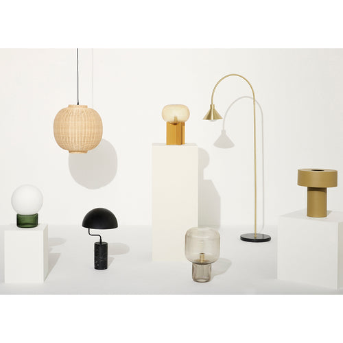 Hübsch vloerlamp Pipe - glas/ijzer/marmer - 60xh168cm, e27 - vtwonen shop