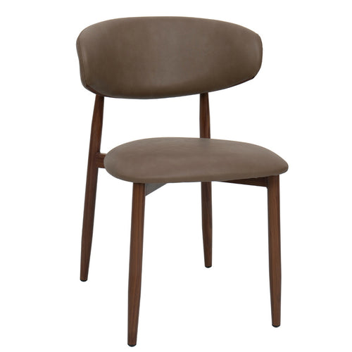 Giga Meubel Eetkamerstoel Alexia - Taupe/Walnoot - PU Leer - Set van 2 - vtwonen shop